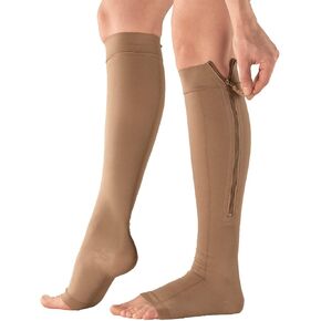 Fox Valley Traders Silver StepsTM EZ Zip Open Toe Compression Socks, 20-30 mmHg