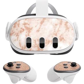 Skinit Decal Gaming Skin Compatible with Meta Quest 3 - Officially Licensed White Rose Gold Marble Design