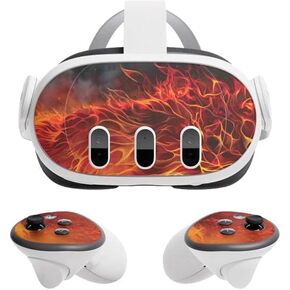 Skinit Decal Gaming Skin Compatible with Meta Quest 3 - Officially Licensed Fire Stalker Wolf by Tom Wood Design