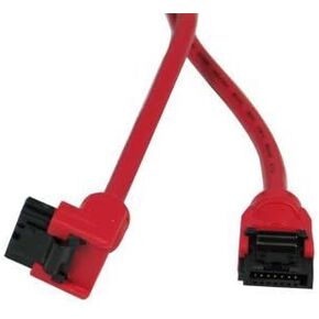 Premium SATA III Round Straight to Right Angle Data Cable for SATA, HDD, SSD, CD Driver, CD Writer - 28 inches, Red
