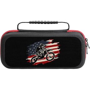 دراجة الأوساخ Motocross American Flag Switch تحمل حقيبة حمل واقية من القشرة الصلبة.
