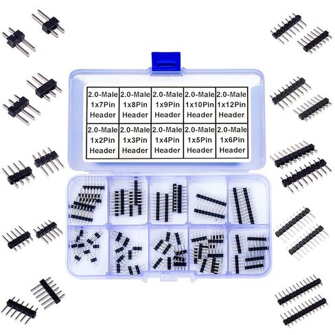 Pin Headers 2.0mm Header Connector Kit, 2 Row Female Header Pins 2P 3P 4P 5P 6P 7P 8P 9P 10P 12P PCB Board Pin Header Strip 180 Degree (YO-Pin-Str-2.0-F-Dual) in Kuwait