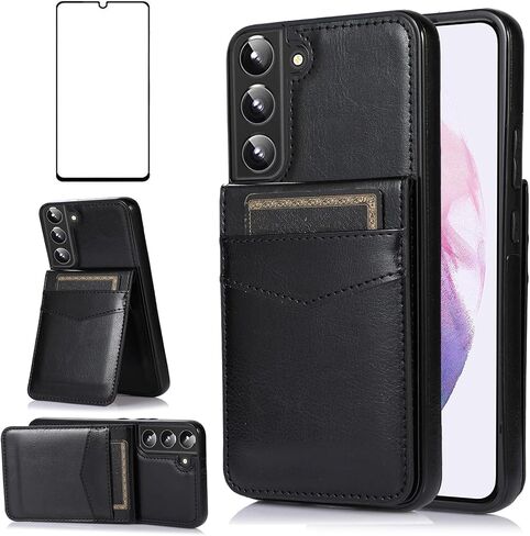 Asuwish Phone Case for Samsung Galaxy S22 5G with Tempered Glass Screen Protector and Credit Card Holder Wallet Cover Stand Leather Cell Accessories Glaxay S 22 G5 Cases Women Men Green in Saudi Arabia