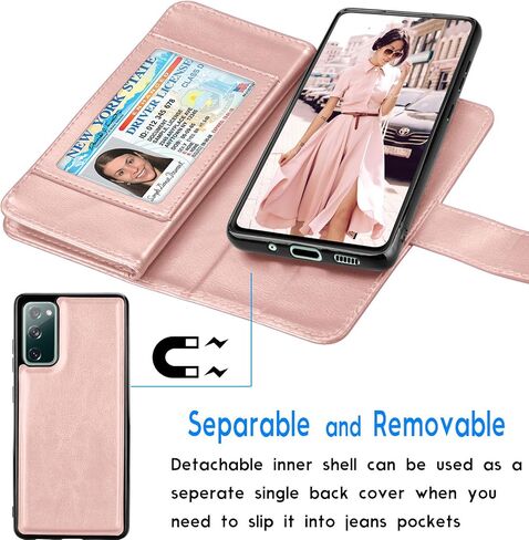 Tekcoo Wallet Case for Galaxy S20 FE 5G / Galaxy S20 Fan Edition, Luxury Cash Credit Card Slots Holder Carrying Folio Flip PU Leather Cover [Detachable Magnetic Hard Case] for Samsung S20 FE - Black in Saudi Arabia