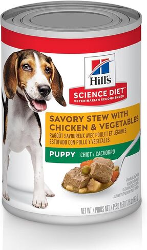 Hill's Science Diet Puppy Wet Dog Food, Savory Stew with Chicken & Rice, 12.5 oz. Cans, 12-Pack in Kuwait