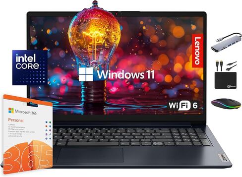 Lenovo IdeaPad Captop Computer 2025 ، 15.6 "عرض ذاكرة وصول عشوائي 20 جيجابايت ، تخزين 1.6 تيرابايت (1 تيرابايت SSD + 128GB EMMC + 500GB EXT) ، معالج Intel Dual Core ، بطارية طويلة ، MARXSOLACCASSORATORY ، 1 Office 365 ، Win 11 in Saudi Arabia