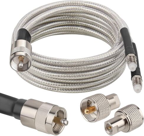 كابل CB CB المزدوج CB 18ft ، خسارة منخفضة RG8X تقطعت بهم السبل CB Coax Cable مع PL -259 و FME/PL259 موصل الذكور - 18 قدم in Kuwait