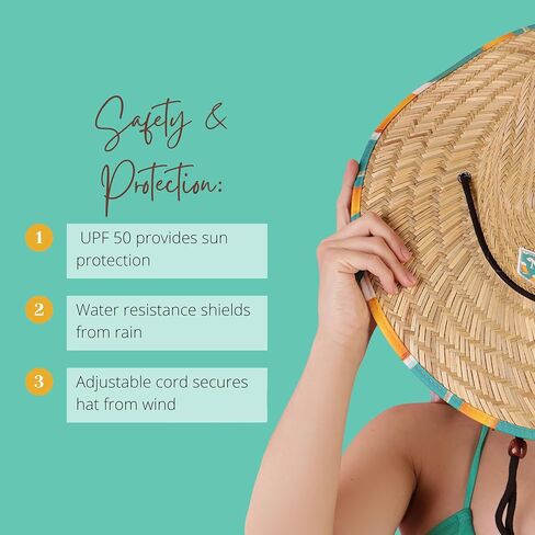 Fabric Pattern Print Straw Sunhat Men & Women, Lifeguard Hat, Beach, Swim, Paddle Board, Boat, Fishing, Fits All, in Kuwait