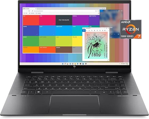 HP 2023 Envy X360 2-in-1 محمول قابلة للتحويل ، عرض شاشة لمس 15.6 بوصة ، AMD Ryzen 7 5825U ، 64 جيجابايت من ذاكرة الوصول العشوائي ، 1 تيرابايت SSD ، AMD Radeon ، Bluetooth ، كاميرا الويب ، Windows 11 Home ، Black in Kuwait
