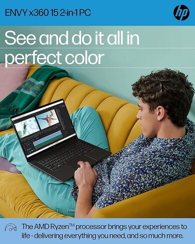 HP 2023 Envy X360 2-in-1 محمول قابلة للتحويل ، عرض شاشة لمس 15.6 بوصة ، AMD Ryzen 7 5825U ، 64 جيجابايت من ذاكرة الوصول العشوائي ، 1 تيرابايت SSD ، AMD Radeon ، Bluetooth ، كاميرا الويب ، Windows 11 Home ، Black in Kuwait