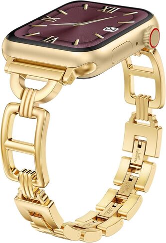 Wearlizer Compatible with Apple Watch Band 41/40/38/44/45/46/49/42mm Women, Dressy Stainless Steel Metal Jewelry Designer Gold Silver Chain Strap for iWatch Ultra SE Series 10 9 8 7 6 5 4 3 2 1 in Saudi Arabia