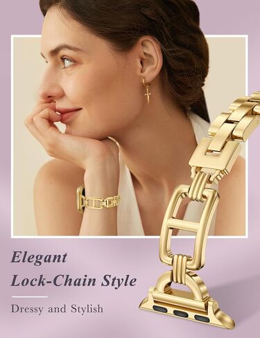 Wearlizer Compatible with Apple Watch Band 41/40/38/44/45/46/49/42mm Women, Dressy Stainless Steel Metal Jewelry Designer Gold Silver Chain Strap for iWatch Ultra SE Series 10 9 8 7 6 5 4 3 2 1 in Saudi Arabia