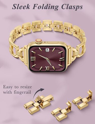 Wearlizer Compatible with Apple Watch Band 41/40/38/44/45/46/49/42mm Women, Dressy Stainless Steel Metal Jewelry Designer Gold Silver Chain Strap for iWatch Ultra SE Series 10 9 8 7 6 5 4 3 2 1 in Saudi Arabia