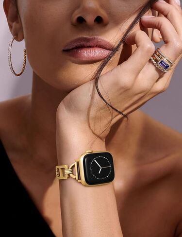 Wearlizer Compatible with Apple Watch Band 41/40/38/44/45/46/49/42mm Women, Dressy Stainless Steel Metal Jewelry Designer Gold Silver Chain Strap for iWatch Ultra SE Series 10 9 8 7 6 5 4 3 2 1 in Saudi Arabia