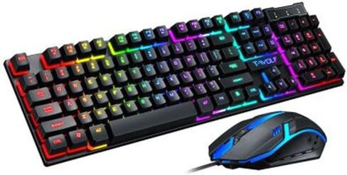 Magik 1-2 مجموعة من لوحة مفاتيح الألعاب وسرد الماوس RGB LED Backlight Ergonomic TF200 (الأسود ، مجموعة واحدة) in Kuwait