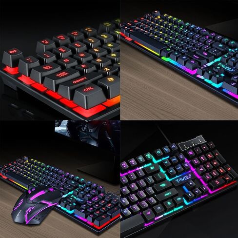 Magik 1-2 مجموعة من لوحة مفاتيح الألعاب وسرد الماوس RGB LED Backlight Ergonomic TF200 (الأسود ، مجموعة واحدة) in Kuwait