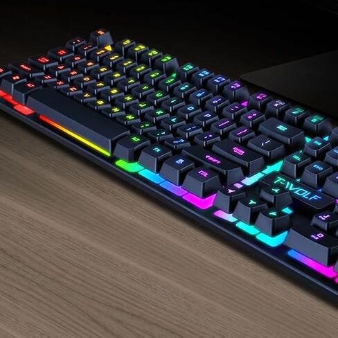 Magik 1-2 مجموعة من لوحة مفاتيح الألعاب وسرد الماوس RGB LED Backlight Ergonomic TF200 (الأسود ، مجموعة واحدة) in Kuwait