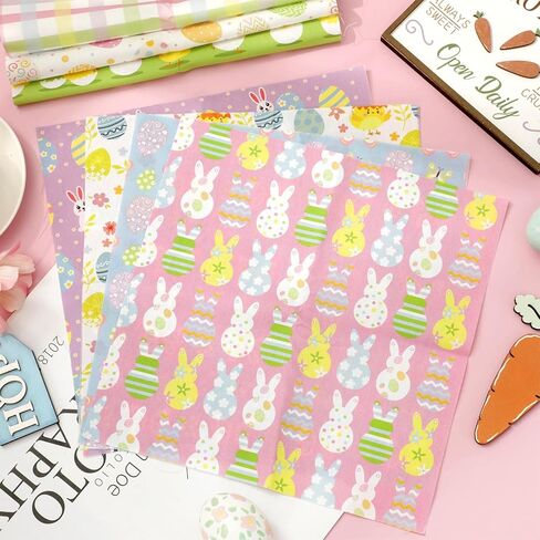 Whaline 12Pcs Easter Cotton Fabric Bundles 18 x 22 Inch Easter Bunny Egg Carrot Printed Fat Quarters Happy Easter Quilting Patchwork Squares Sewing Fabrics for DIY Handmade Crafting Home Party Decor in Saudi Arabia