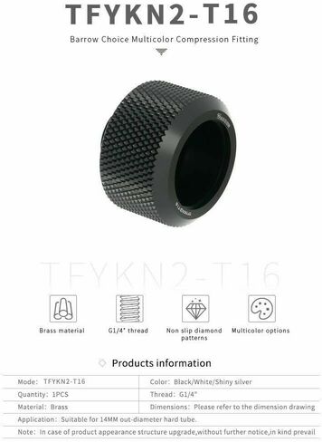 Barrow G1/4 "إلى 16 مم ضغط أنابيب صلبة تركيب الانزلاق ، مضاد للانزلاق ، 4 عبوات (أسود) in Kuwait