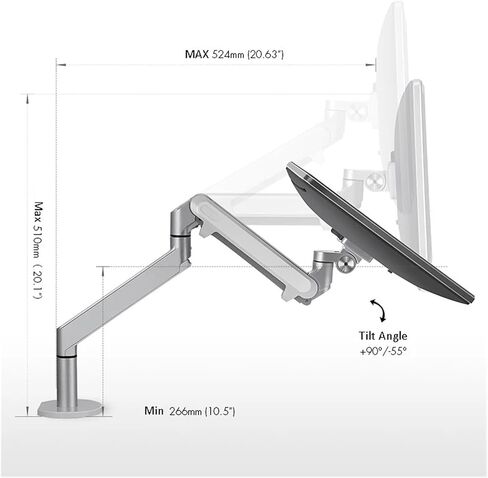 OZ-1 ارتفاع الألومنيوم قابل للتعديل 17-32 بوصة شاشة حامل حامل حامل ذراع واحد ربيع ربيع شاشة حامل (أسود) in Saudi Arabia