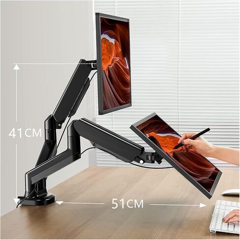Dual-Screen Pneumatic arm Monitor Stand, Double-arm Computer Stand, Lifting Base, Screen Rotor, Load-Bearing 9 kg in Saudi Arabia