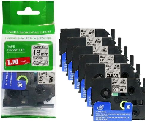 6/Pack LM TAPES-LME541 Premium 3/4 "طباعة سوداء على ملصق أزرق متوافق مع شريط Tze541 P-touch يشمل دليل اللون/الحجم. in Kuwait