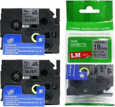 6/Pack LM TAPES-LME541 Premium 3/4 "طباعة سوداء على ملصق أزرق متوافق مع شريط Tze541 P-touch يشمل دليل اللون/الحجم. in Kuwait