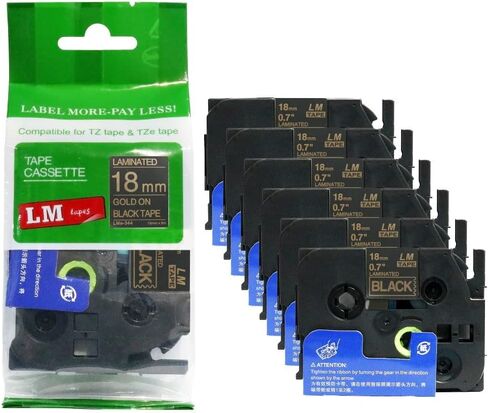 6/Pack LM TAPES-LME541 Premium 3/4 "طباعة سوداء على ملصق أزرق متوافق مع شريط Tze541 P-touch يشمل دليل اللون/الحجم. in Kuwait