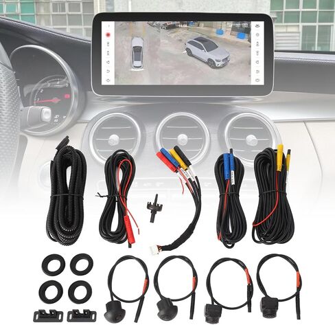 360 سيارة كاميرا ، اليمين اليسرى الأمامية الخلفية 360 درجة عرض الطيور نظام السيارة DVR سجل البانوراميك كل نظام الكاميرا الخلفية المستديرة لنظام Android Auto Radio Night Vision 7 in Saudi Arabia