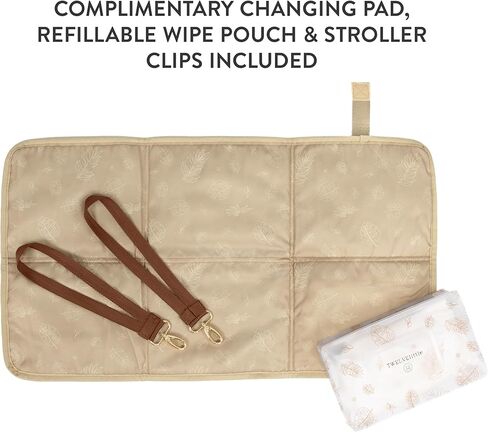 حقيبة حفاضات من الجلد النباتي من TWELVElittle Peek A Boo - حقيبة أطفال مع حقيبة مناديل ومشابك لعربة الأطفال وبساط تغيير الحفاضات in Kuwait
