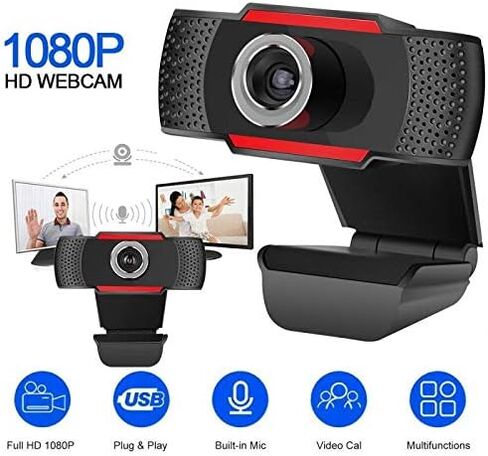 Web Camera 1080p USB Camera Recording Camera Web Camera with Microphone for PC Computer WebCam Cropable 2.0 HD Webcam 1080p (Color: 1080p) in Kuwait