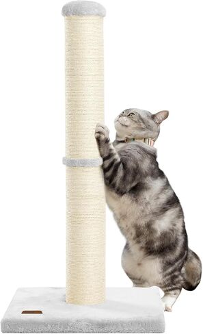 Karolpar 34inch Cat Scratching Post with Natural Sisal Rope 4.3Inch Large Diameter Scratcher Post Tree for Indoor Cats Beige in Saudi Arabia
