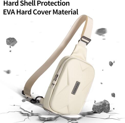 YaKuss Hard Shell Sling Bag for Men and Women, Waterproof Anti-Theft bag for Travel, Men Crossbody Bags for gift（White） in Saudi Arabia