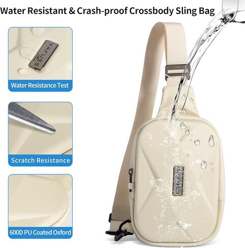 YaKuss Hard Shell Sling Bag for Men and Women, Waterproof Anti-Theft bag for Travel, Men Crossbody Bags for gift（White） in Saudi Arabia