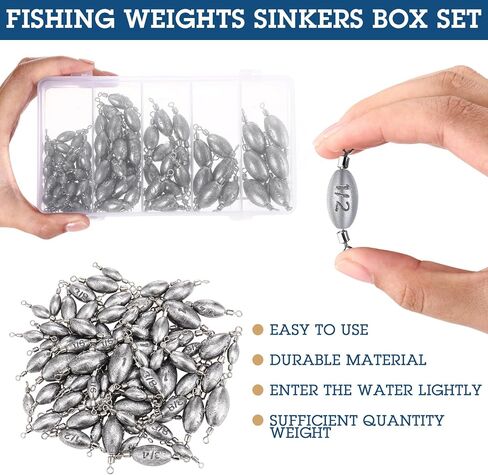 78 pcs/box صيد الأسماك الأوزان أوزان تتجول الأوزان دوار مع دوارة داخلية للمياه المالحة المحيطية تصبغ الصيد معالجة معالجة 1/6 أوقية ، 3/8 أوقية ، 1/2 أوقية ، 3/4 أوقية ، 1 أوقية ، 1 أوقية ، 1 أوقية in Saudi Arabia