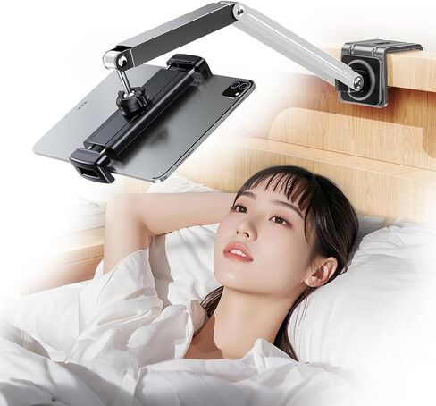 Adjustable Tablet Stand for Desk & Bed, 360 Degree Rotation Tablet Arm Holder with Clamp Mount, Phone & Tablets Desk Mount for Office, Compatible with iPad & 4.7-12.9in Android Tablets (White) in Saudi Arabia