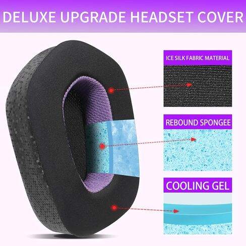 Magic Ice Gel Replacement Earpads for G733 Headphones - Black/Purple Ear Pads with Noise Isolation in Saudi Arabia