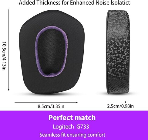 Magic Ice Gel Replacement Earpads for G733 Headphones - Black/Purple Ear Pads with Noise Isolation in Saudi Arabia