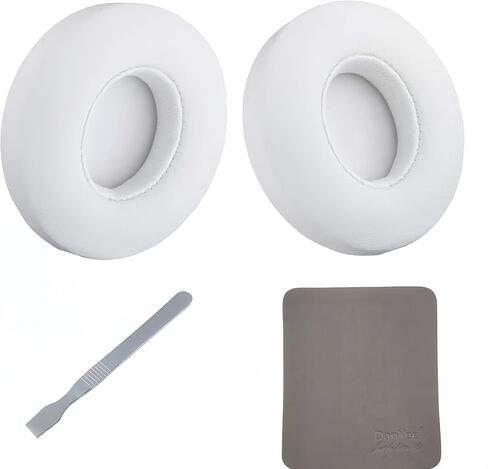 Premium Protein Leather Replacement Earpads for Beats Solo 2&3 - Soft Memory Foam Ear Cushions with Metal Tool Cleaning Cloth & Installation Video (White) in Kuwait