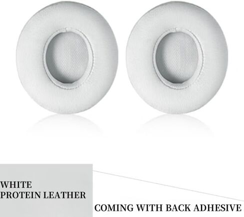 Premium Protein Leather Replacement Earpads for Beats Solo 2&3 - Soft Memory Foam Ear Cushions with Metal Tool Cleaning Cloth & Installation Video (White) in Kuwait