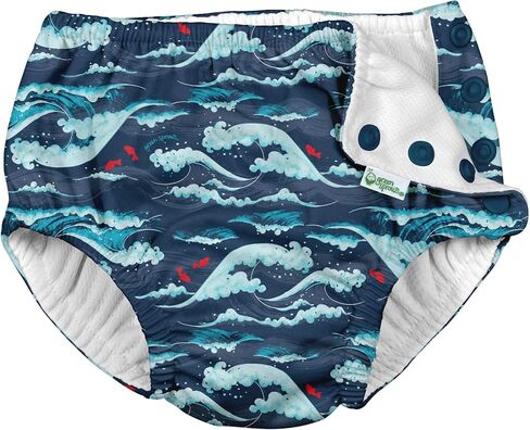 i Play Boys Reusable Absorbent Baby Swim Diapers Dark Green Fireflies 3T in Kuwait