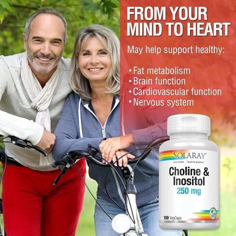SOLARAY Choline & Inositol 250 mg | Two-Nutrient Combo for Healthy Fat Metabolism, Brain Function Support | 100 VegCaps | Pack of 2 in Saudi Arabia