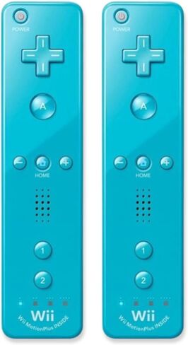 Wii Remote with Motion Plus - Wireless Bluetooth Game Controller - Official Wii and Wii U Compatible (Blue) 2 Pack (Renewed) in Saudi Arabia