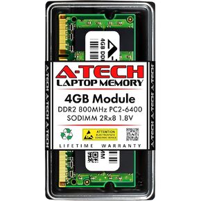 A-Tech 4GB RAM Replacement for Samsung M470T5267AZ3-CF7 | DDR2 800MHz PC2-6400 2Rx8 SODIMM 200-Pin Memory Module