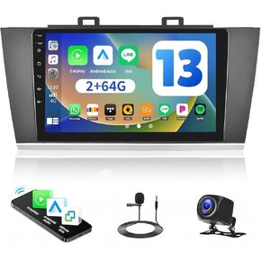 2+64G Android 13 Car Stereo for Subaru Outback Legacy 2015-2018 with Wireless Carplay Android Auto,9" Touchscreen Car Radio with WiFi GPS Mirror Link Bluetooth EQ FM RDS SWC + Backup Camera