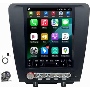 بالنسبة إلى Ford Mustang 2010-2014 Car Radio Radio Radio GPS Mavigation Wirroid Android Auto Carplay الشاشة العمودية Tesla مع DSP 8 Core Android 14 في Dash Headit Keep SWC وكاميرا المصنع