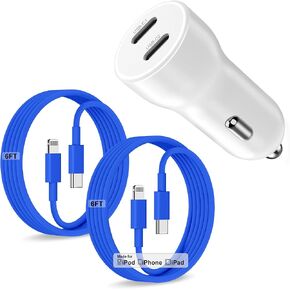 iPhone 14 13 شاحن سيارة ، [Apple MFI Certified] 45W Port USB C Rapid Apple Car Adapter مع 6 قدم من النوع C إلى Cable Lightning Charging For iPhone 14 Pro/14 Pro Max/14 Plus/13/11/11/X/XS/SE ، iPad in Kuwait