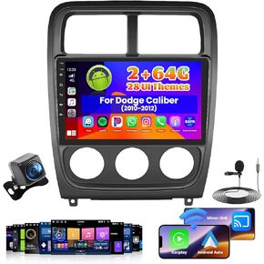 Roinvou 2 + 64g Radio for Dodge Caliber 2010 2011 2012 Android 13 Car Stereo Wireless Carplay ، شاشة تعمل باللمس 9 بوصة للكاميرا Auto Auto + Backup