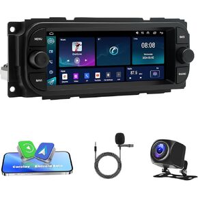 Android 13 Car Radio for Dodge RAM 2002 2003 2004 2005 2006, for Jeep Wrangler 2003-2006,Jeep Grand Cherokee 1999-2004 Wireless Carplay Android Auto FM/GPS/Bluetooth/SWC/Backup Camera