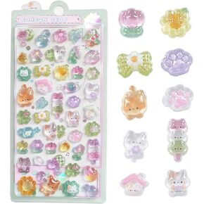 3D Kawaii Pink Rabbit Puffy ، ديكورات كرتونية قابلة لإعادة الاستخدام لذاتها لرسائل القصاصات ، والمخططين ، والمجلات ، وأجهزة الكمبيوتر المحمولة ، وحالات الهاتف - شارات صغيرة لطيفة للفتيات والمراهقين